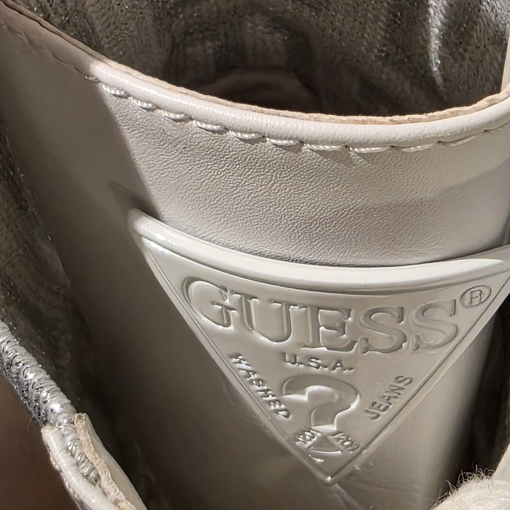 Guess "Gwolina" Combat, Moto, Platform White Monogram Statement Boots Sz 8.5 - Picture 10 of 12